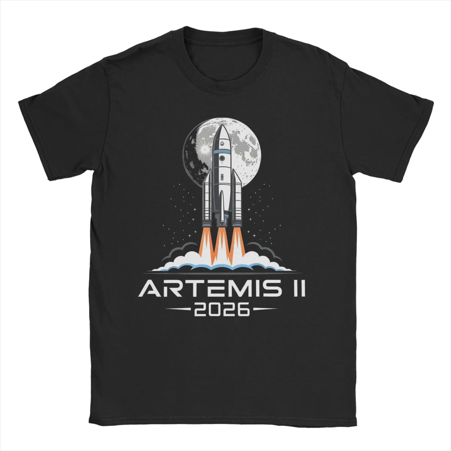 Men T-Shirt Saturn V  Apollo Crewed Lunar Expedition Artemis 100% Cotton Tees Short Sleeve T Shirt Round Neck Clothing Gift Idea
