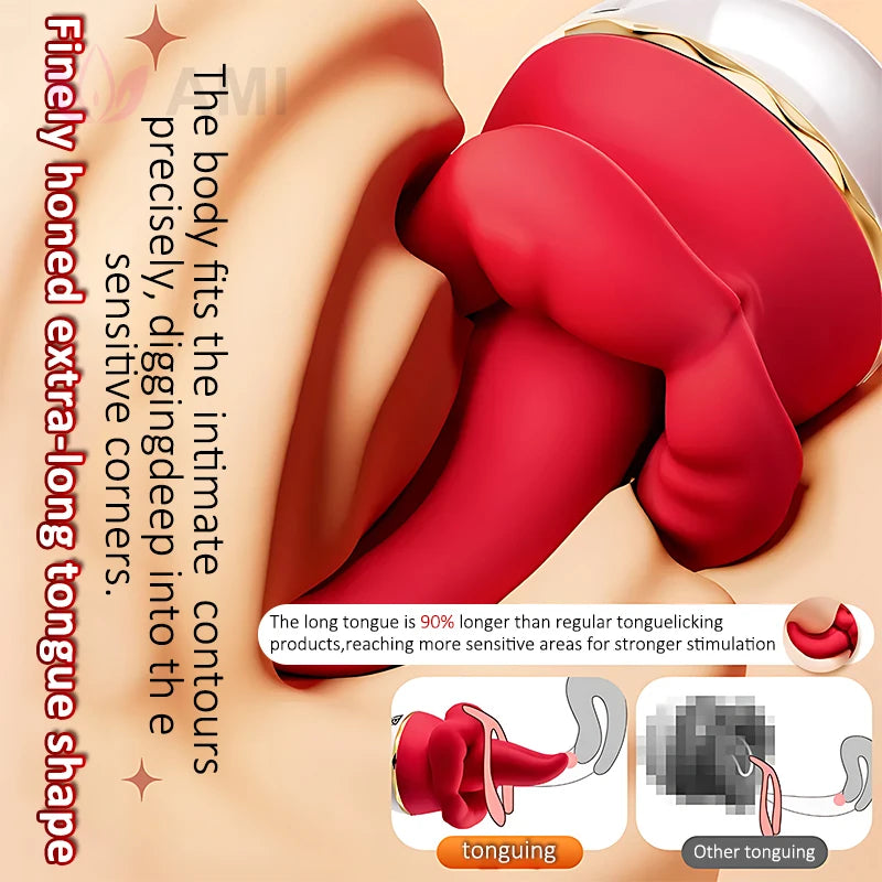 4 in 1  Tongue Licking Anal Clit Nipple Gspot Dildo Vibrators Big Mouth Sucking Vibrator