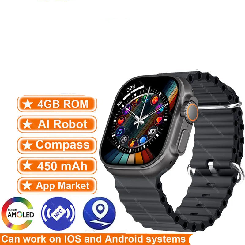 AMOLED  Bluetooth Network Call Clock NFC Compass Smart Watch