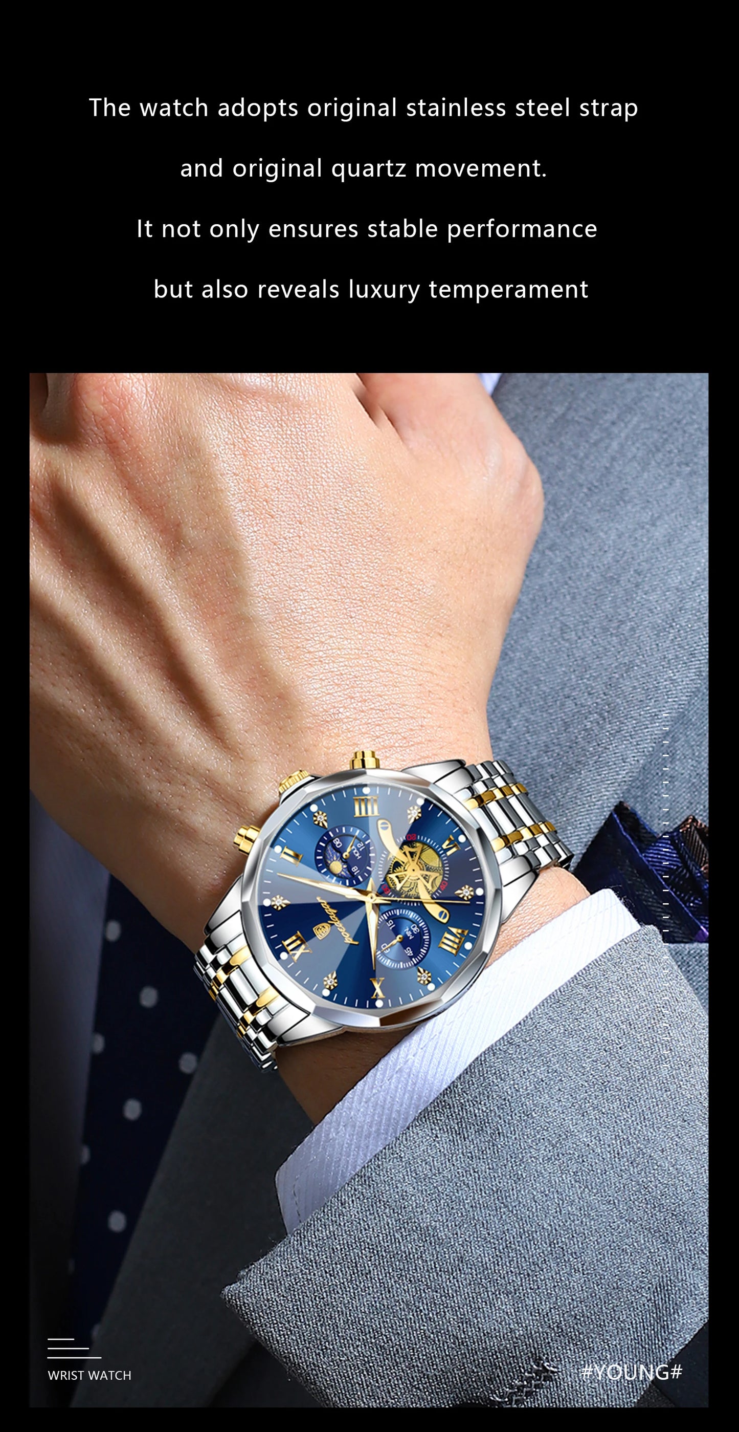 POEDAGAR Luxury Original Waterproof Luminous Chronograph Man Wristwatch