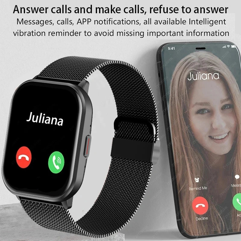 2024 New Bluetooth Call Smart Watch Women Men Heart Rate Blood Oxygen Voice Assistant Multi-Sport Women Smart Watch for Xiaomi