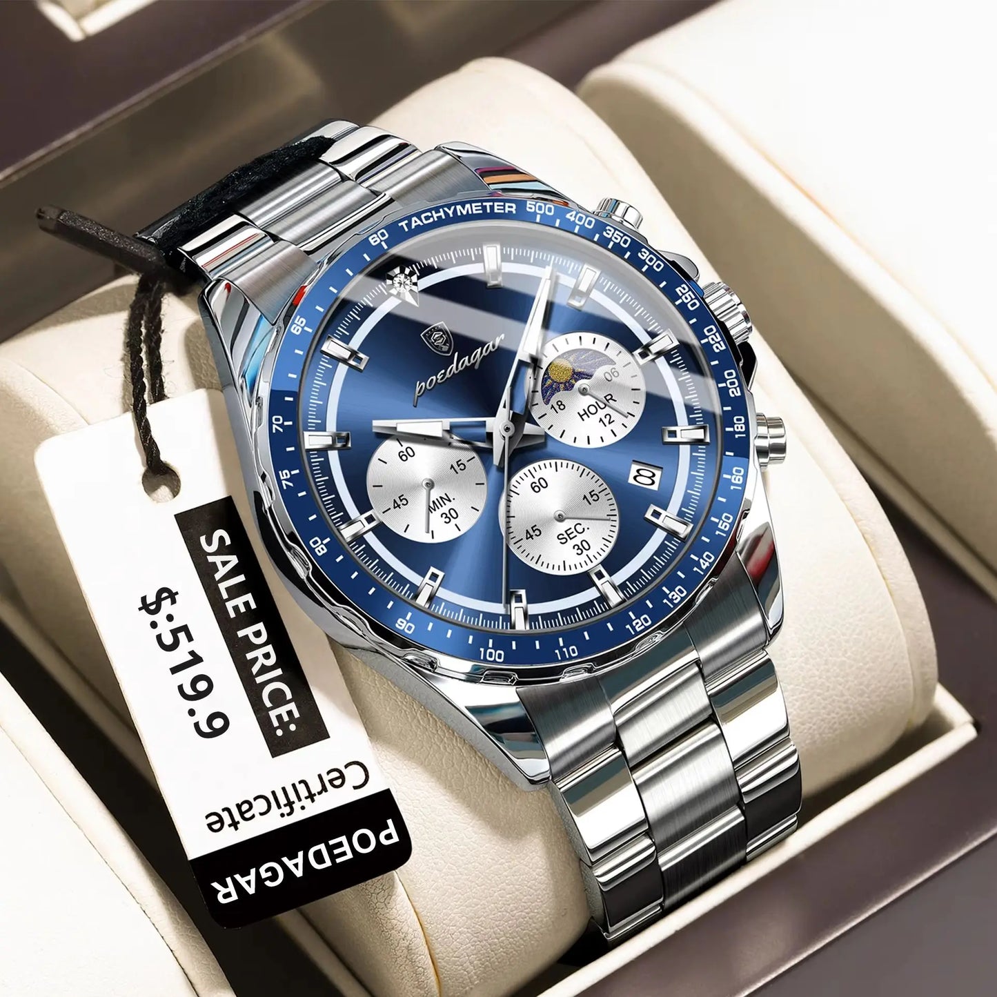 POEDAGAR Luxury Sport Watch For Men Waterproof Luminous Date  Wristwatch