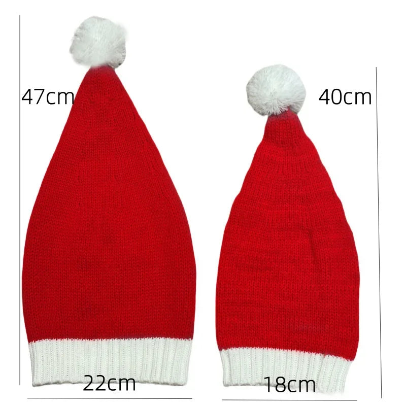 Knitted Christmas Hats Cute Pompom Adult Kids Soft Beanie Hat