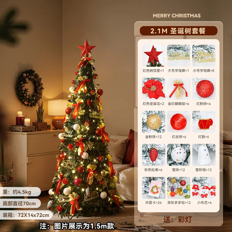 Glowing Christmas Tree Foldable Artificial Xmas Tree Decor Flocked Holiday Ornament