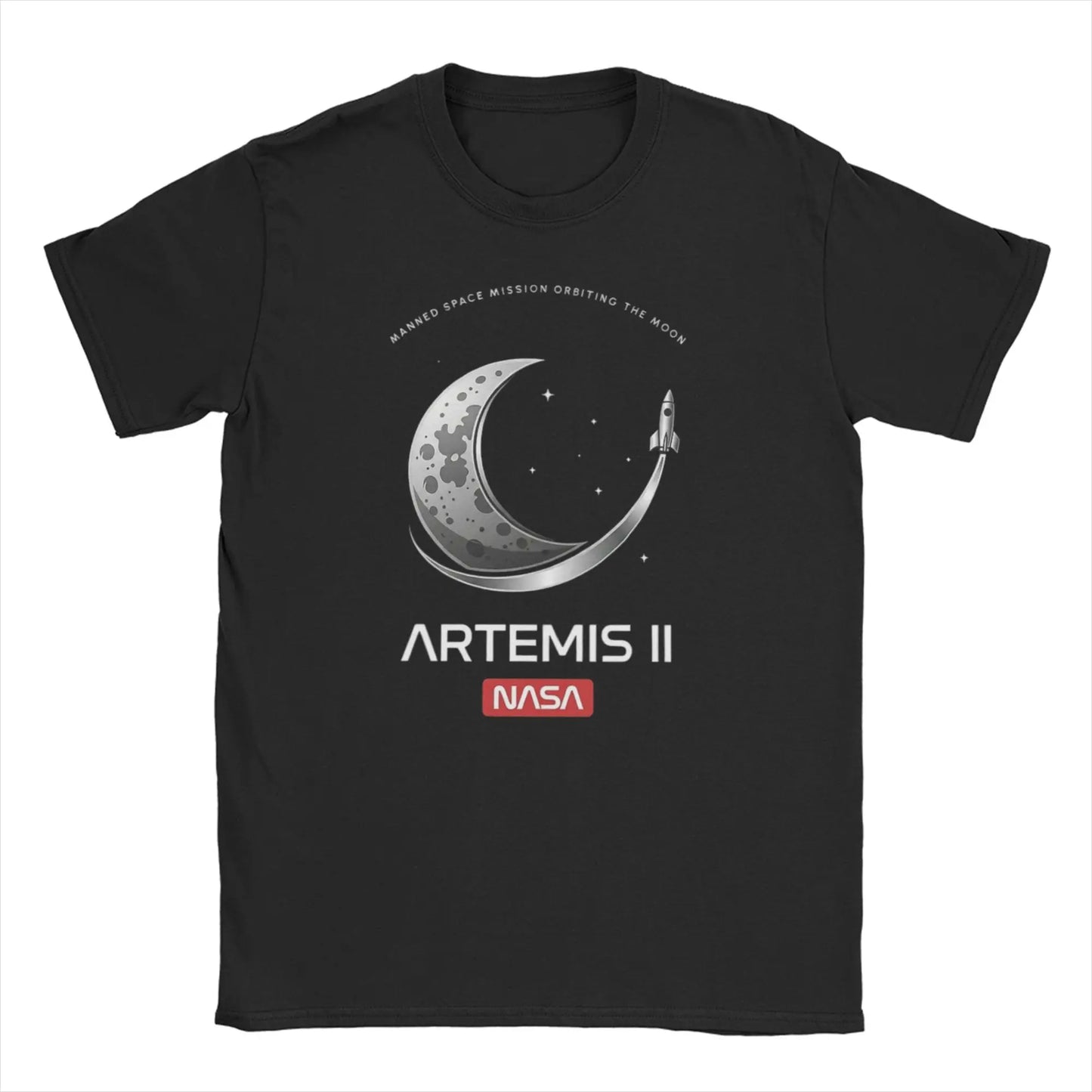Men T-Shirt Saturn V  Apollo Crewed Lunar Expedition Artemis 100% Cotton Tees Short Sleeve T Shirt Round Neck Clothing Gift Idea