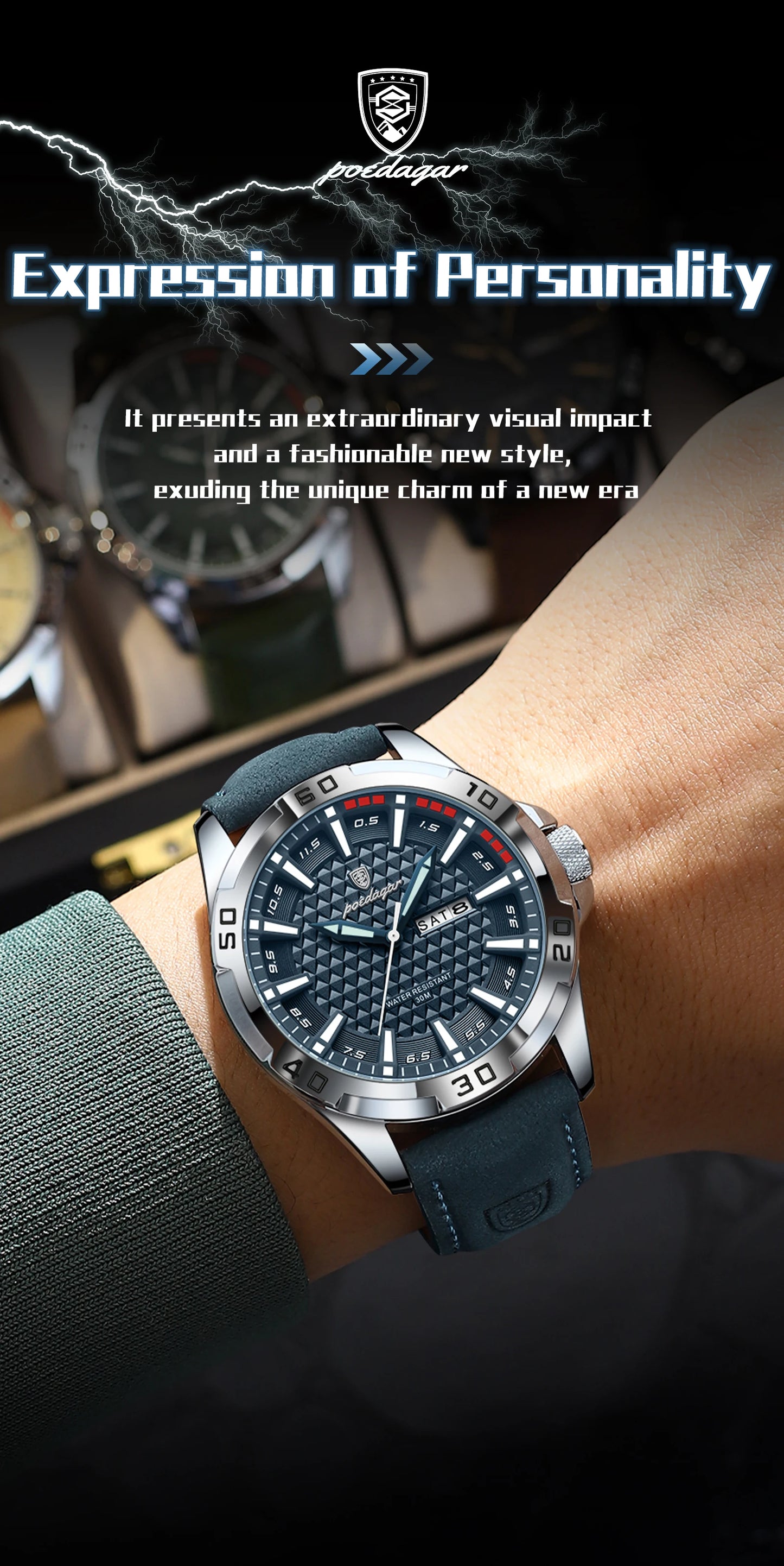 POEDAGAR Original Man Wristwatch Top Luxury Waterproof  Watch For Men