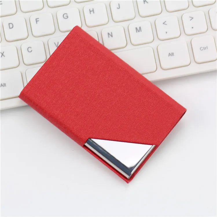 Business Card Holder with Magnetic PU Leather Stainless Steel Business Card Case