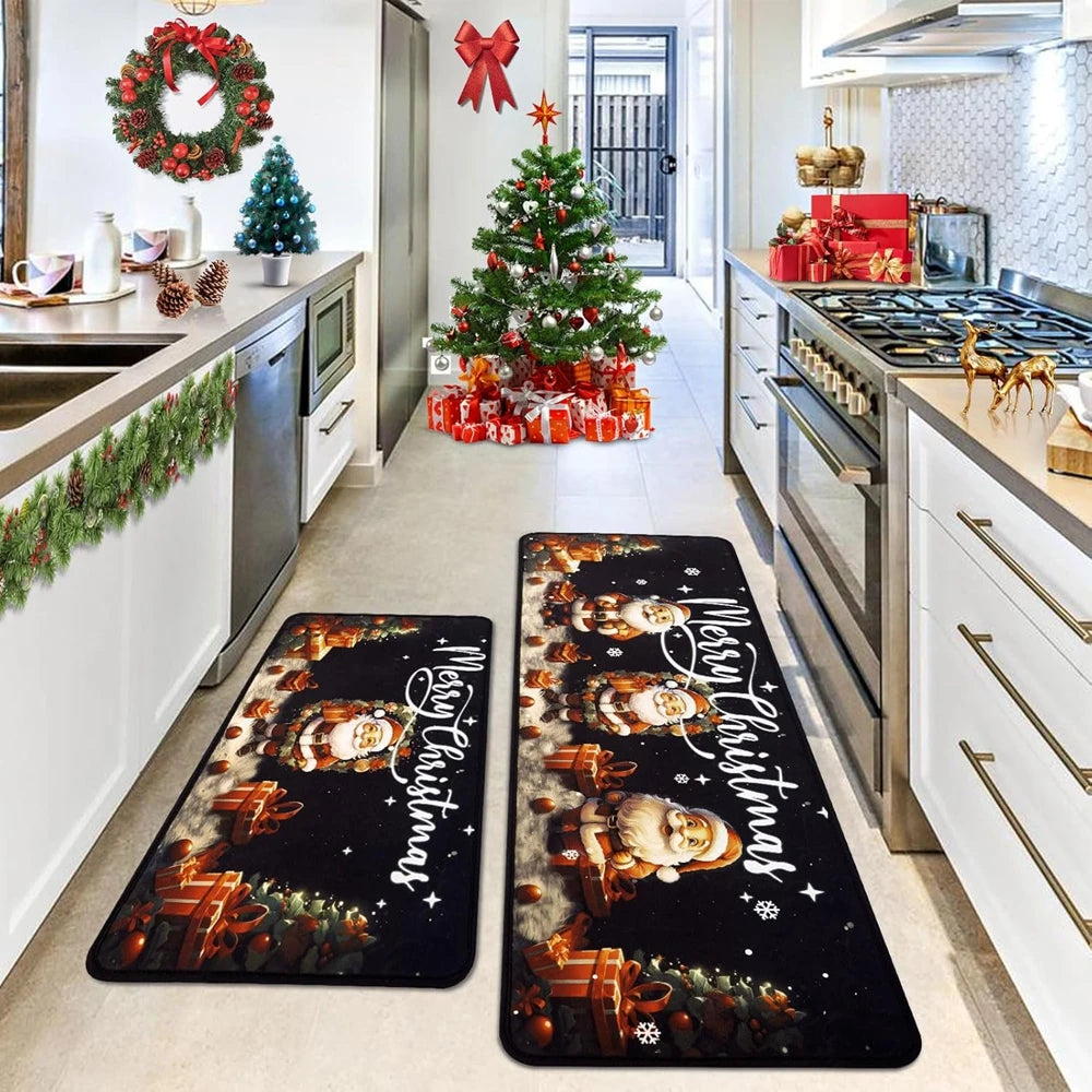 2PCS Christmas And Winter Carpet, Anti-Slip, Dirt-Resistant,  Home Decoration