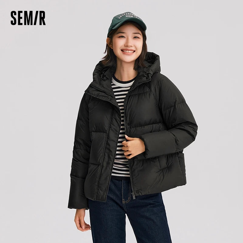 Semir Down Jacket Women Solid Color Loose Winter New Waterproof Down Jacket