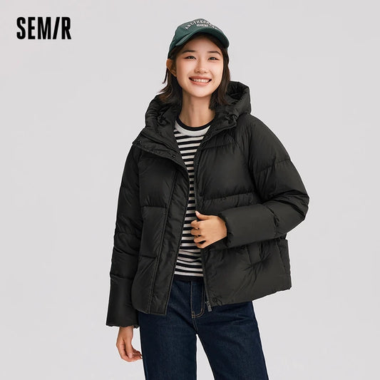 Semir Down Jacket Women Solid Color Loose Winter New Waterproof Down Jacket