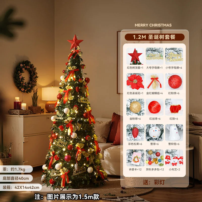 Glowing Christmas Tree Foldable Artificial Xmas Tree Decor Flocked Holiday Ornament