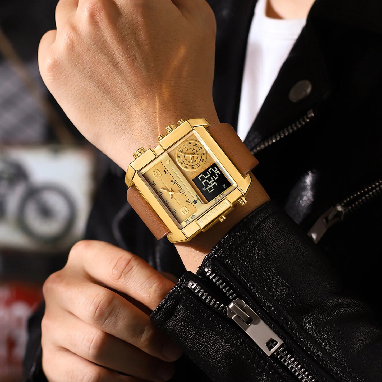 POEDAGAR Luxury Man Wristwatch Rectangle Waterproof Luminous Men Watch