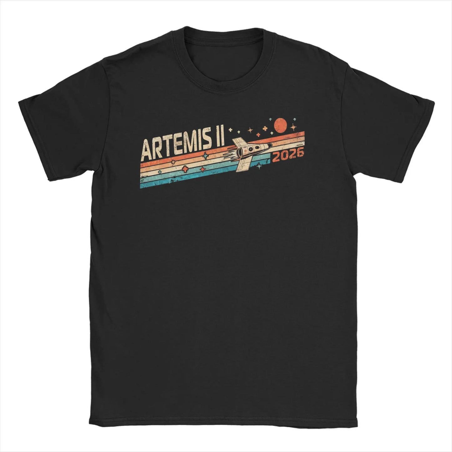 Men T-Shirt Saturn V  Apollo Crewed Lunar Expedition Artemis 100% Cotton Tees Short Sleeve T Shirt Round Neck Clothing Gift Idea