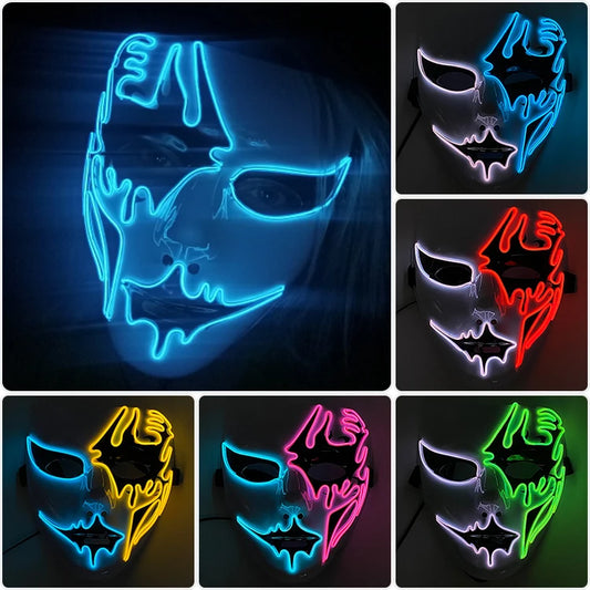 Neon Light LED Mask LED Halloween Scary Mask Cosplay Party Masque Masquerade