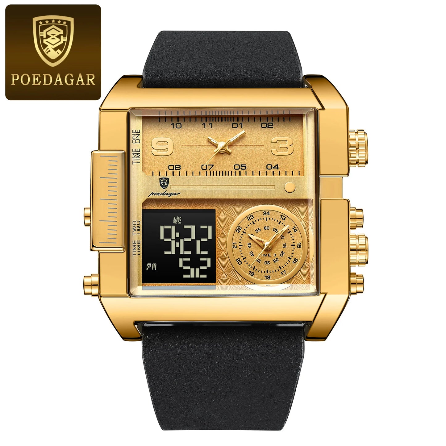 POEDAGAR Luxury Man Wristwatch Rectangle Waterproof Luminous Men Watch