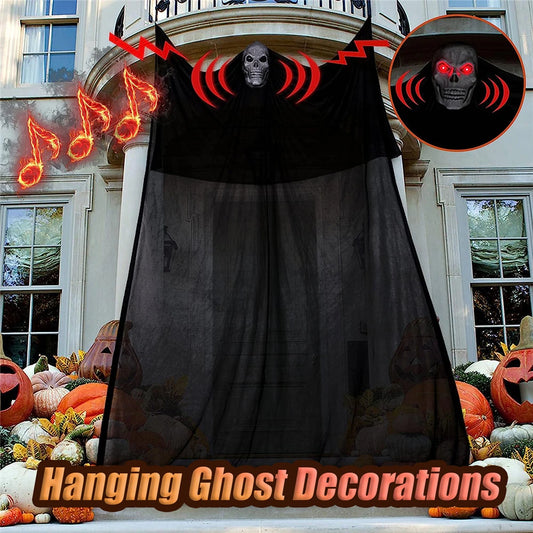 Haunted House Decoration With LED Sound Halloween Hanging Skull Ghost