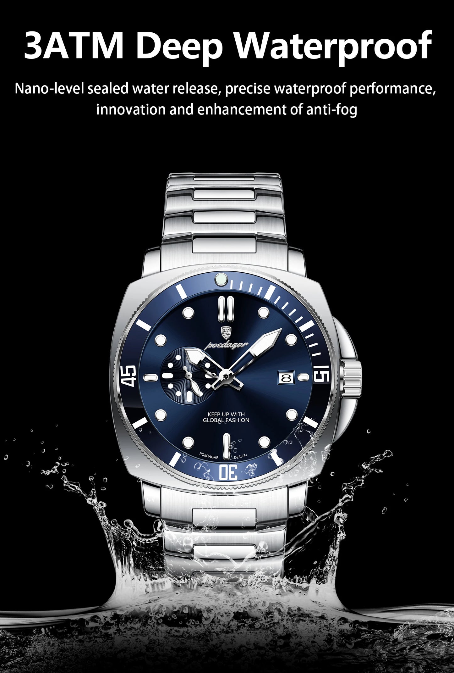 POEDAGAR Luxury Sports  Wristwatch Luminous Waterproof  Men Business watch