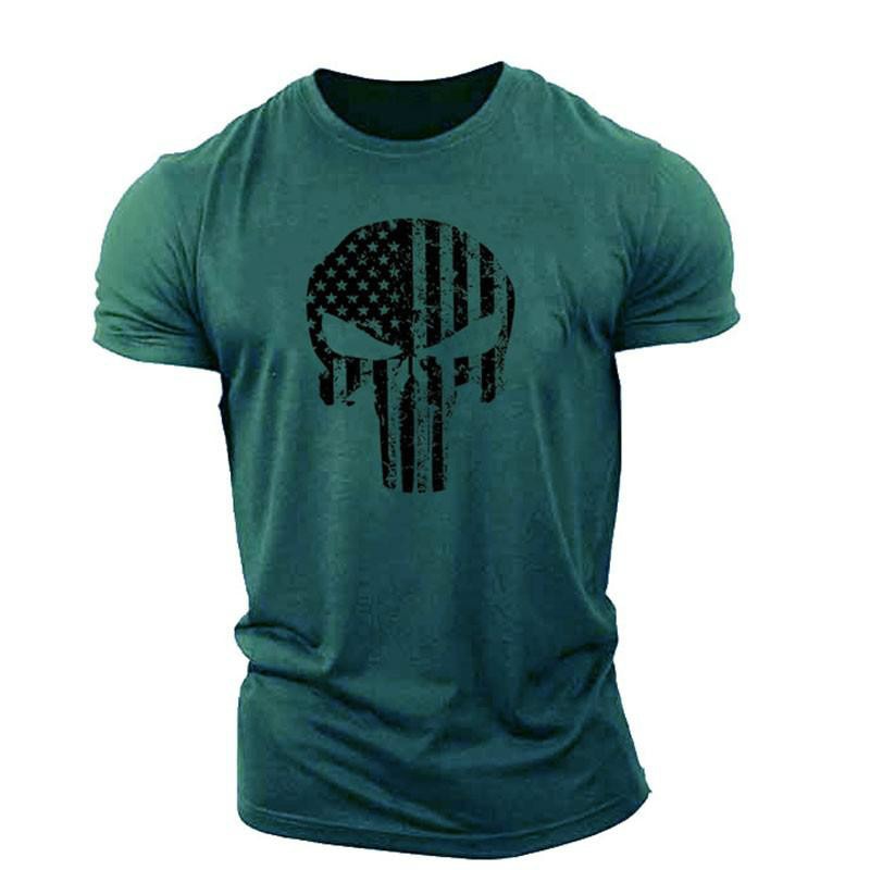 Skull 3D Printing T-Shirt Men Casual Sports  Short Sleeve Summer T-Shirt
