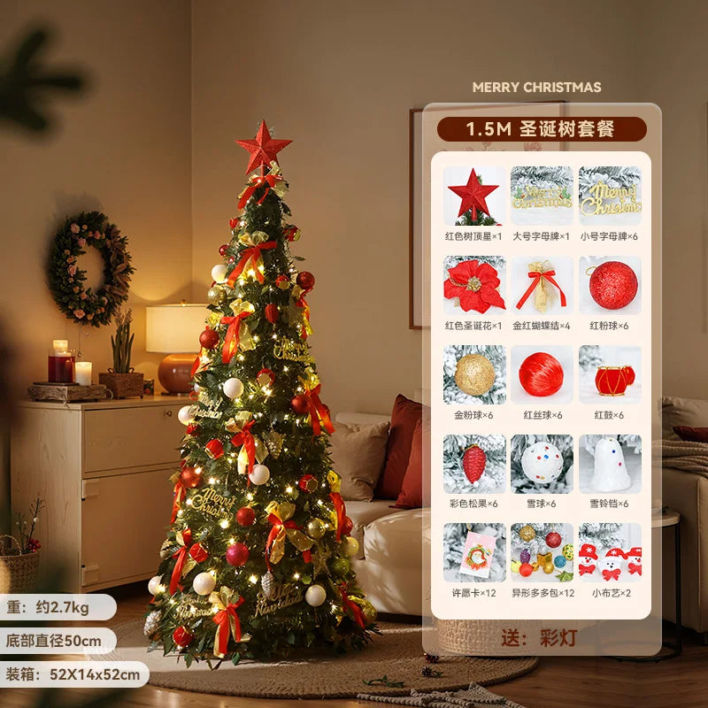 Glowing Christmas Tree Foldable Artificial Xmas Tree Decor Flocked Holiday Ornament