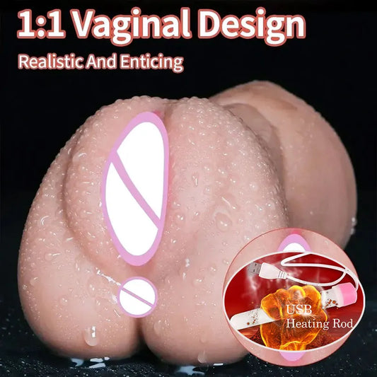 3 in 1 Male Masturbator Pocket Pussy 3D Textured Male Sex Toys with Sexy Mouth