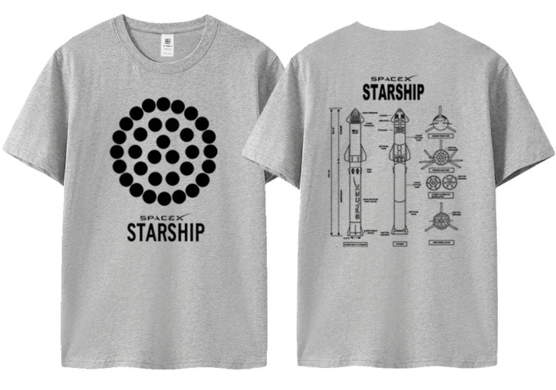 Musk T-shirt - SPACE X Short Sleeve Top Men - Space Exploration - Mars Rocket - Starship - Short Sleeve Launch Powerful Engine