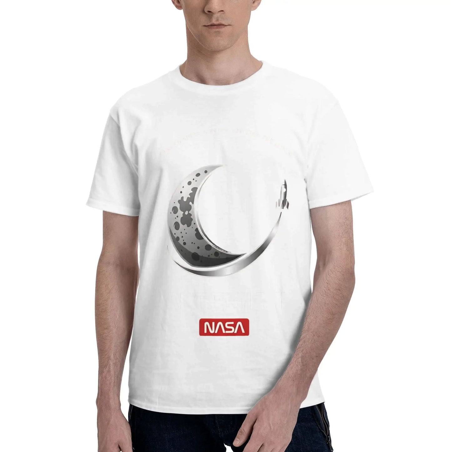 Manned Moon Mission Classic NASA Space Logo Art  Funny Graphic 100% Cotton T-Shirt Artemis II  Tops Tees For Men
