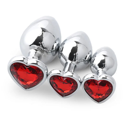 Three sizes Heart-shaped anal plug Stainless steel crystal anal plug Anal sex toy