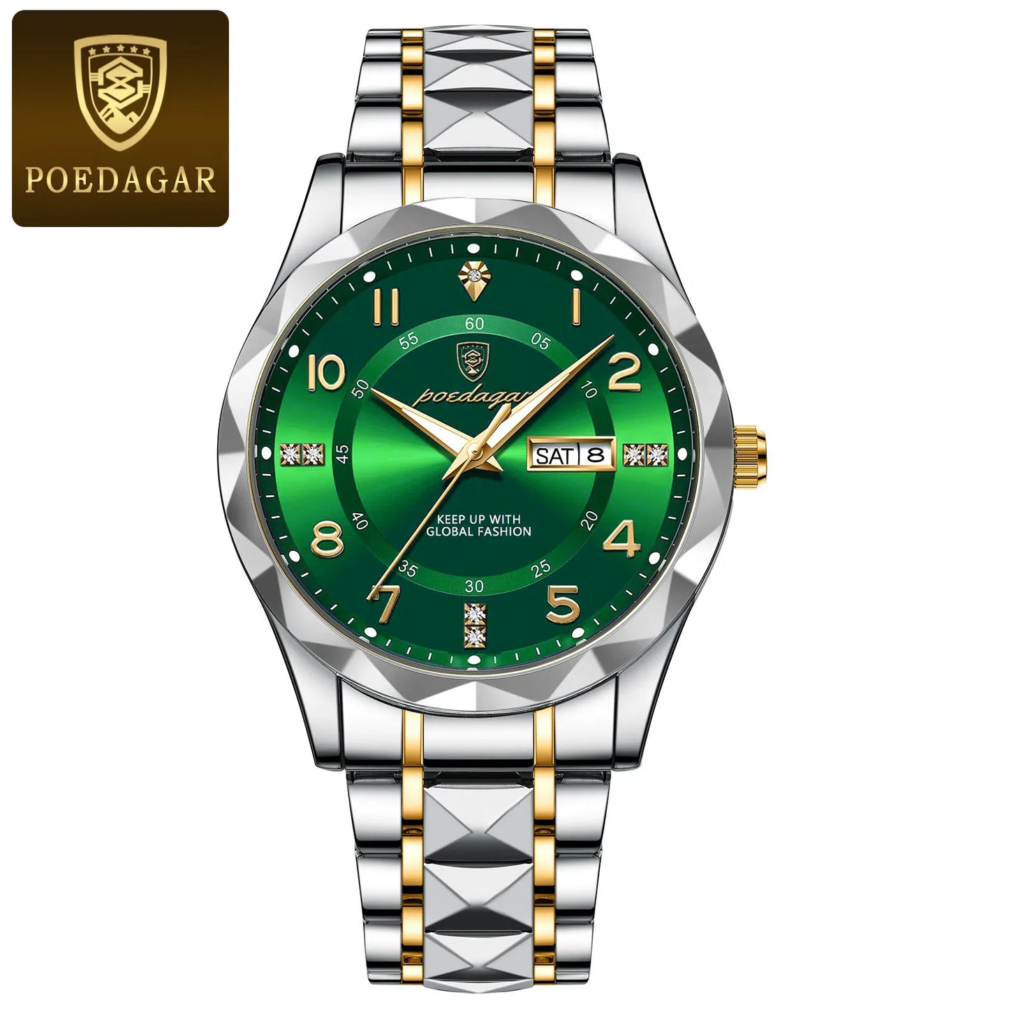 POEDAGAR Luxury Men Quartz Watch Waterproof Date Week Luminous Wristwatch