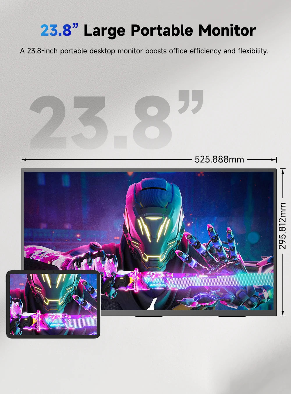 UPERFECT 23.8” 120Hz Portable Gaming Monitor 1080P 100% sRGB Display