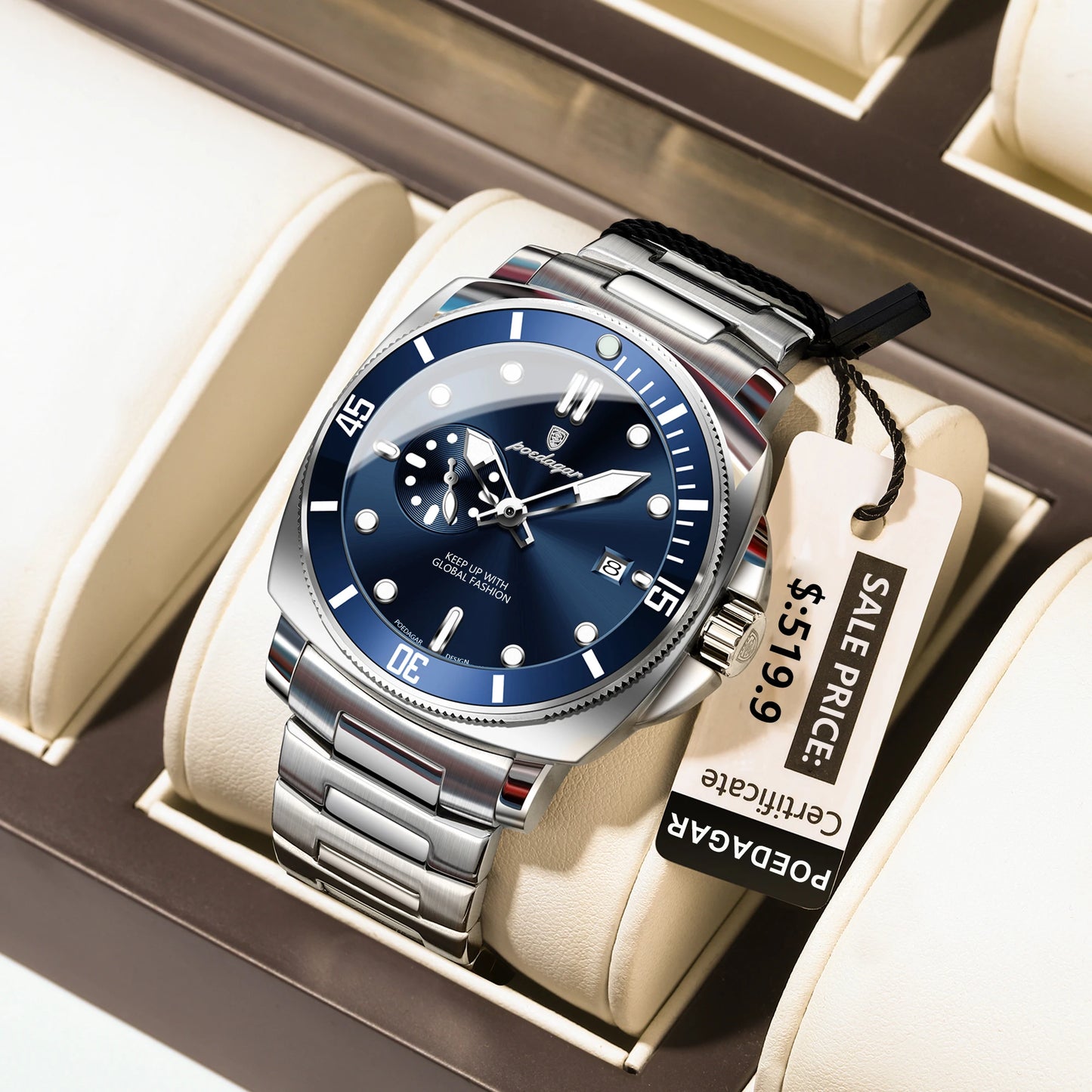 POEDAGAR Luxury Sports  Wristwatch Luminous Waterproof  Men Business watch