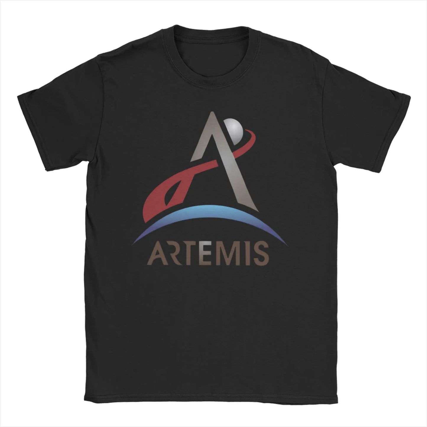 Men T-Shirt Saturn V  Apollo Crewed Lunar Expedition Artemis 100% Cotton Tees Short Sleeve T Shirt Round Neck Clothing Gift Idea