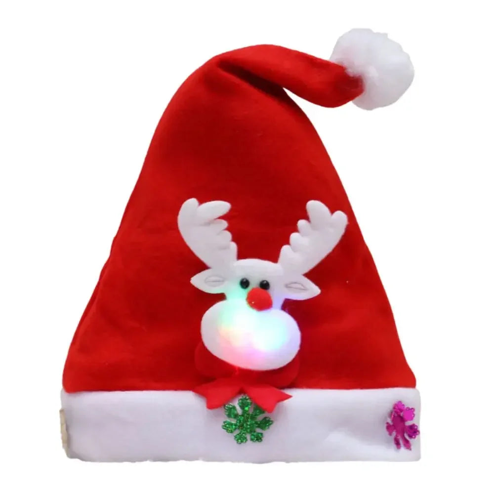 LED Christmas Knitted Hat Light Up Xmas Beanie Cap Unisex Winter Beanie