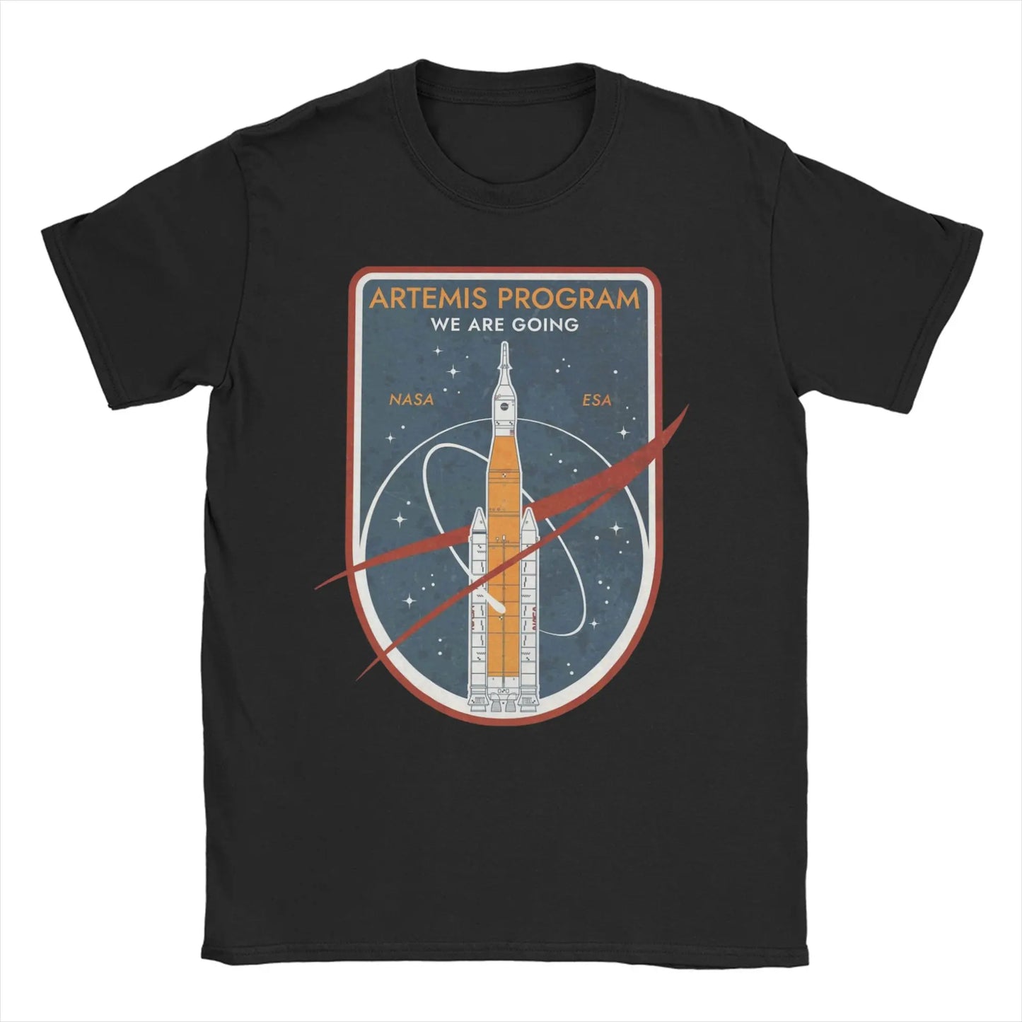 Men T-Shirt Saturn V  Apollo Crewed Lunar Expedition Artemis 100% Cotton Tees Short Sleeve T Shirt Round Neck Clothing Gift Idea