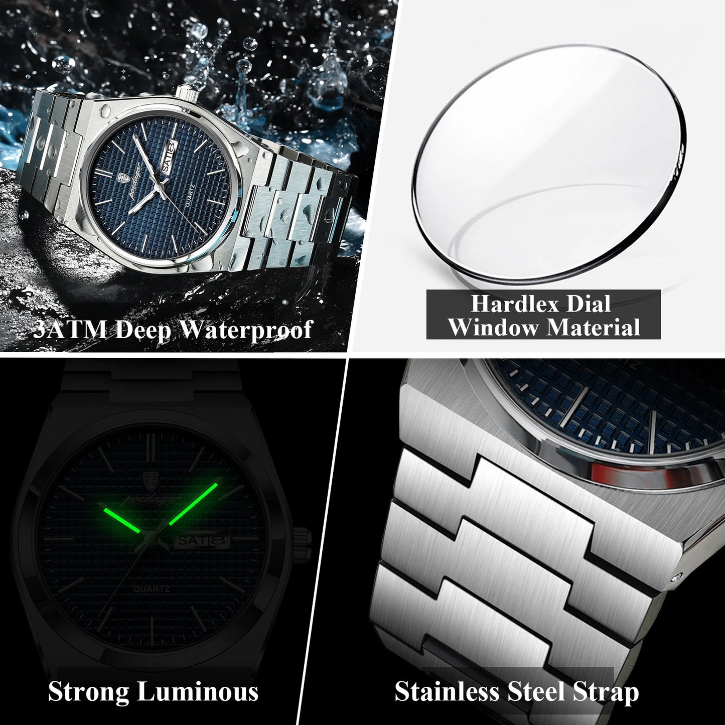 POEDAGAR Luxury Sport Man Watch Military Waterproof Luminous Date Week Men Watch