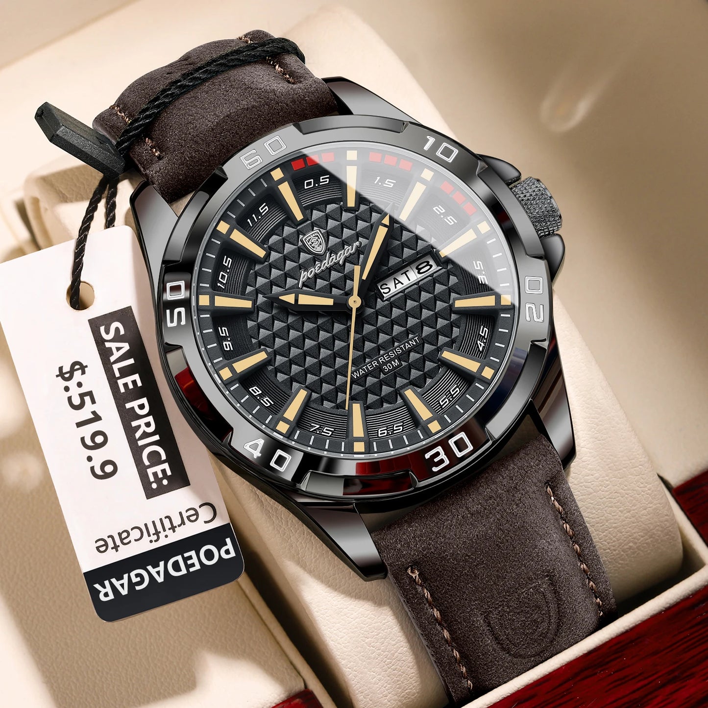 POEDAGAR Original Man Wristwatch Top Luxury Waterproof  Watch For Men