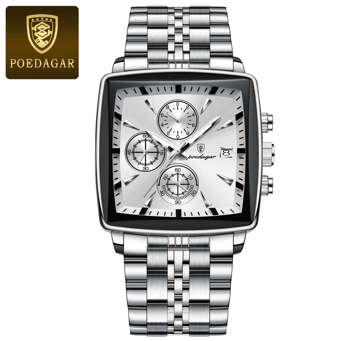 POEDAGAR Luxury Square Sport Man Wristwatch Waterproof Men's Watch