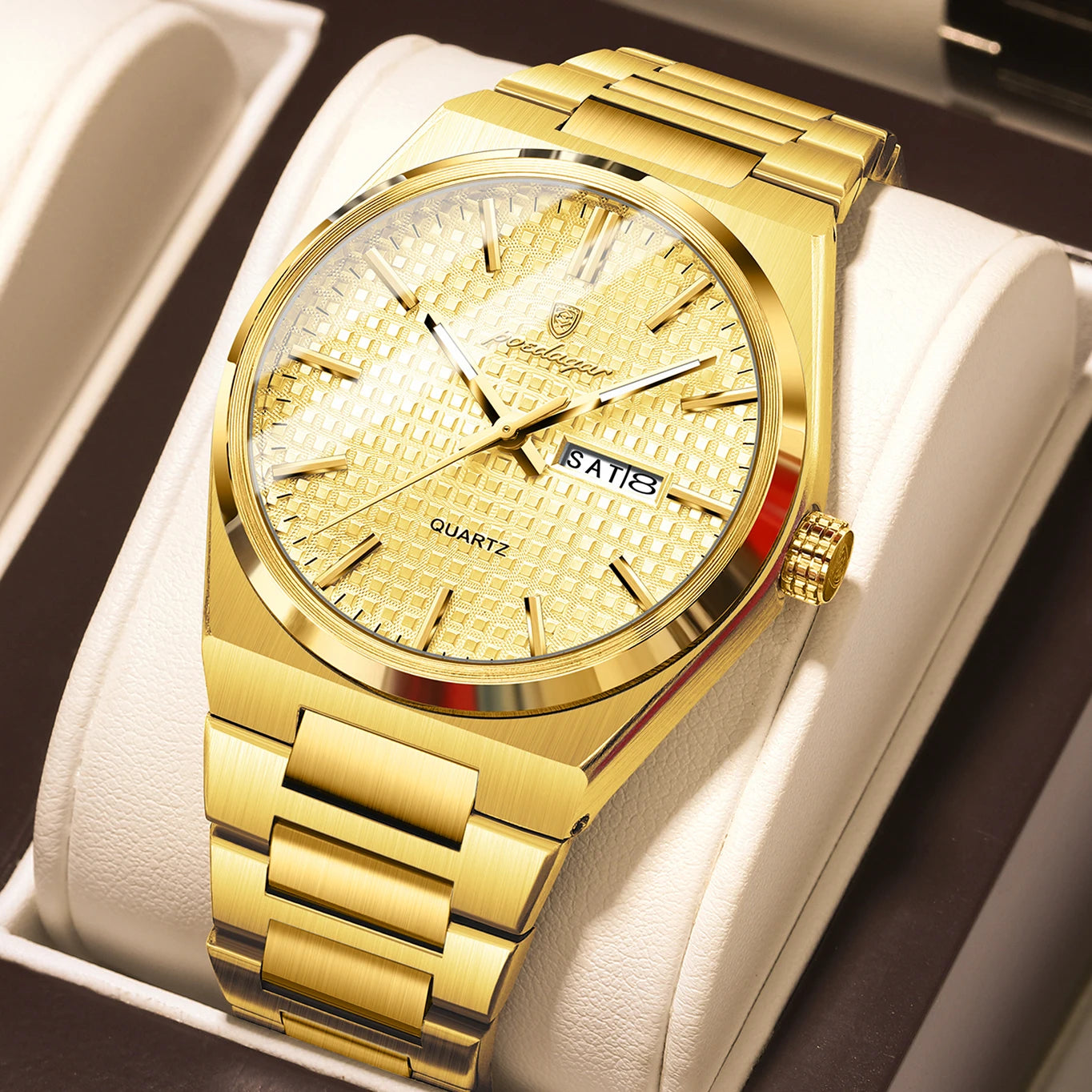 POEDAGAR Luxury Men Watch Date Week Waterproof Luminous Stainless Steel Watch