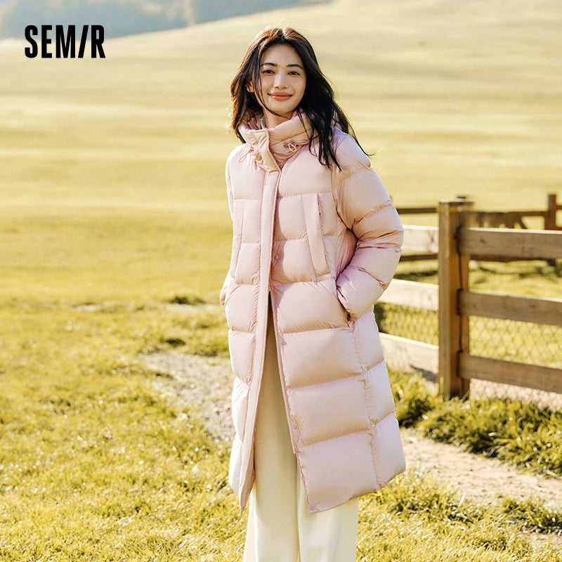 Semir  Women Long Length Waterproof Coat  Fashion Winter  Simple Down Jacket