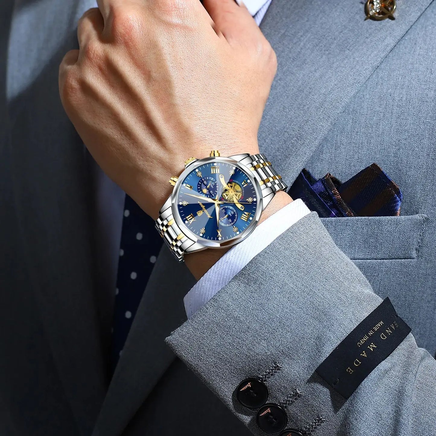 POEDAGAR Luxury Original Waterproof Luminous Chronograph Man Wristwatch