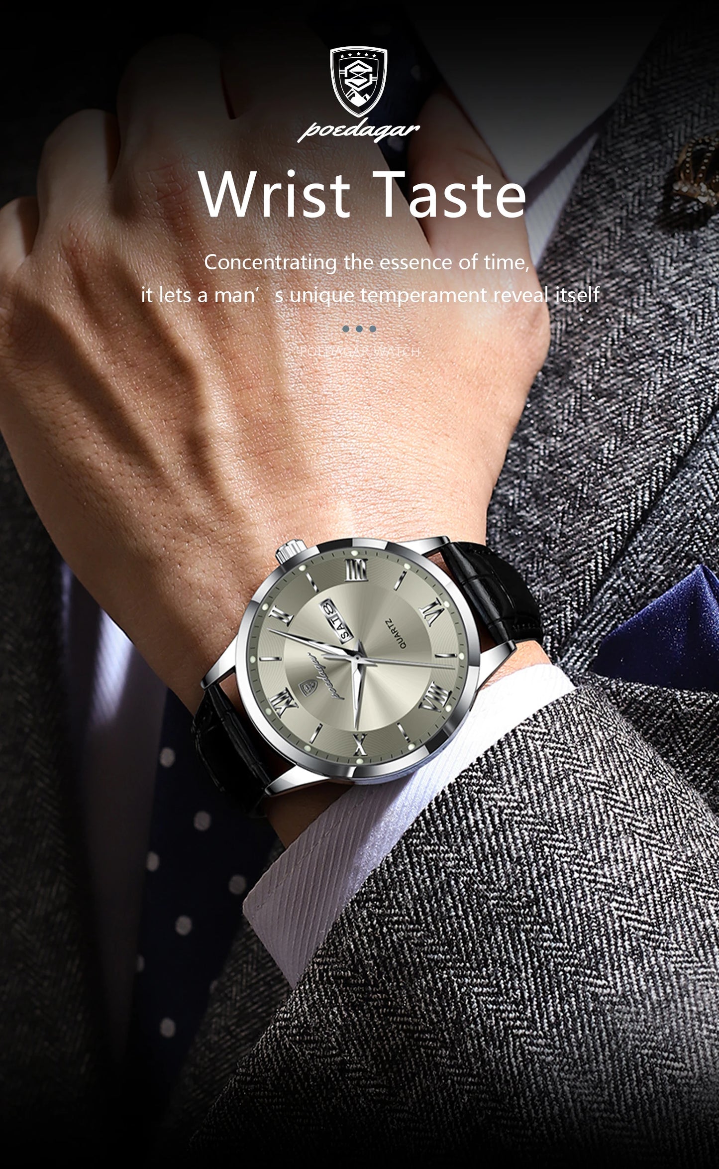 POEDAGAR Top Luxury  Men Military Waterproof Luminous Date Week Man Wristwatch