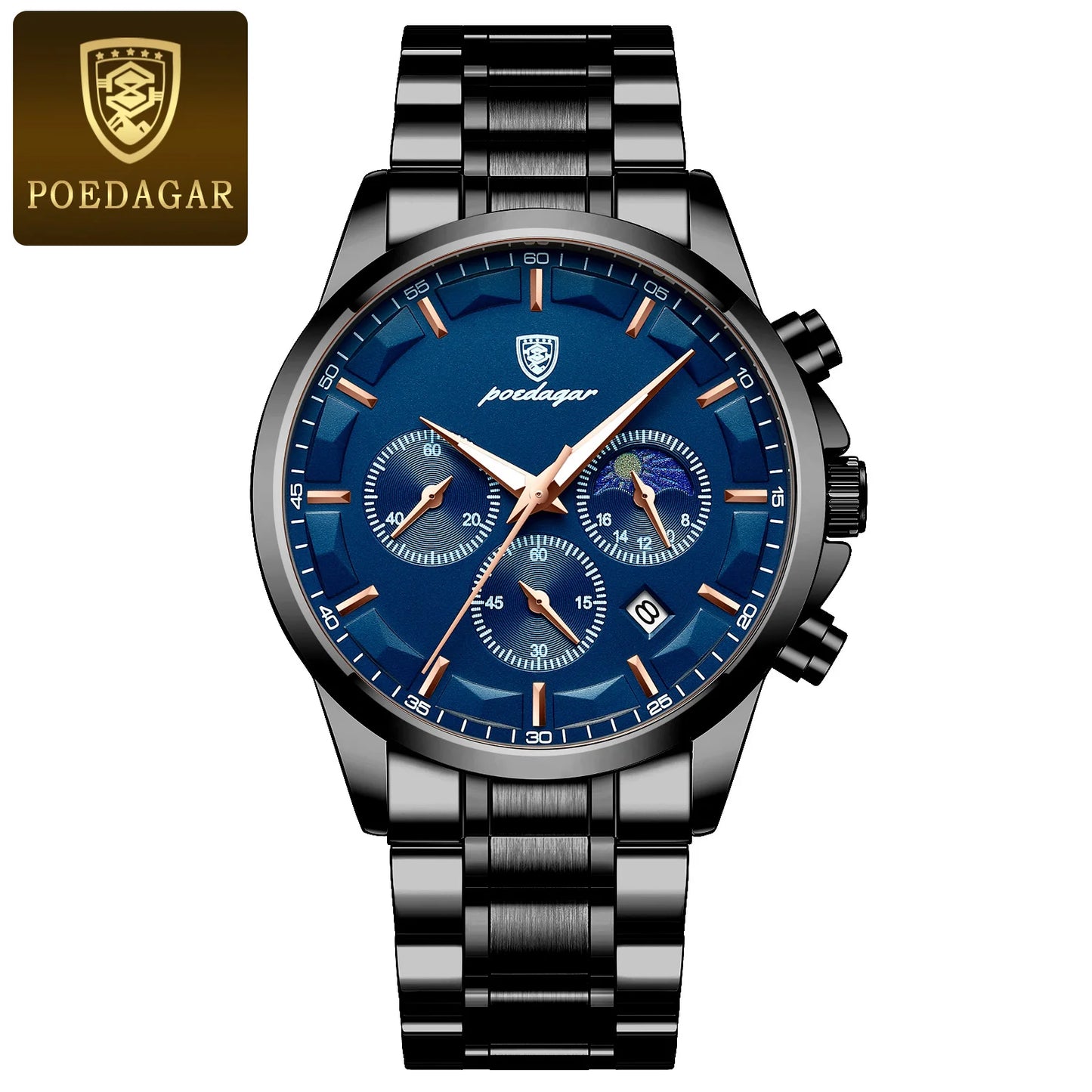 POEDAGAR Luxury  Wristwatch  Waterproof Luminous Chronograph Men Watch