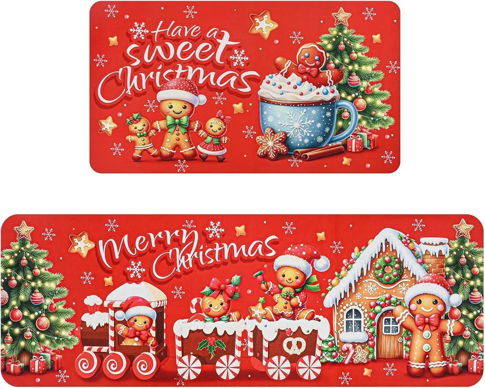 2PCS Christmas And Winter Carpet, Anti-Slip, Dirt-Resistant,  Home Decoration