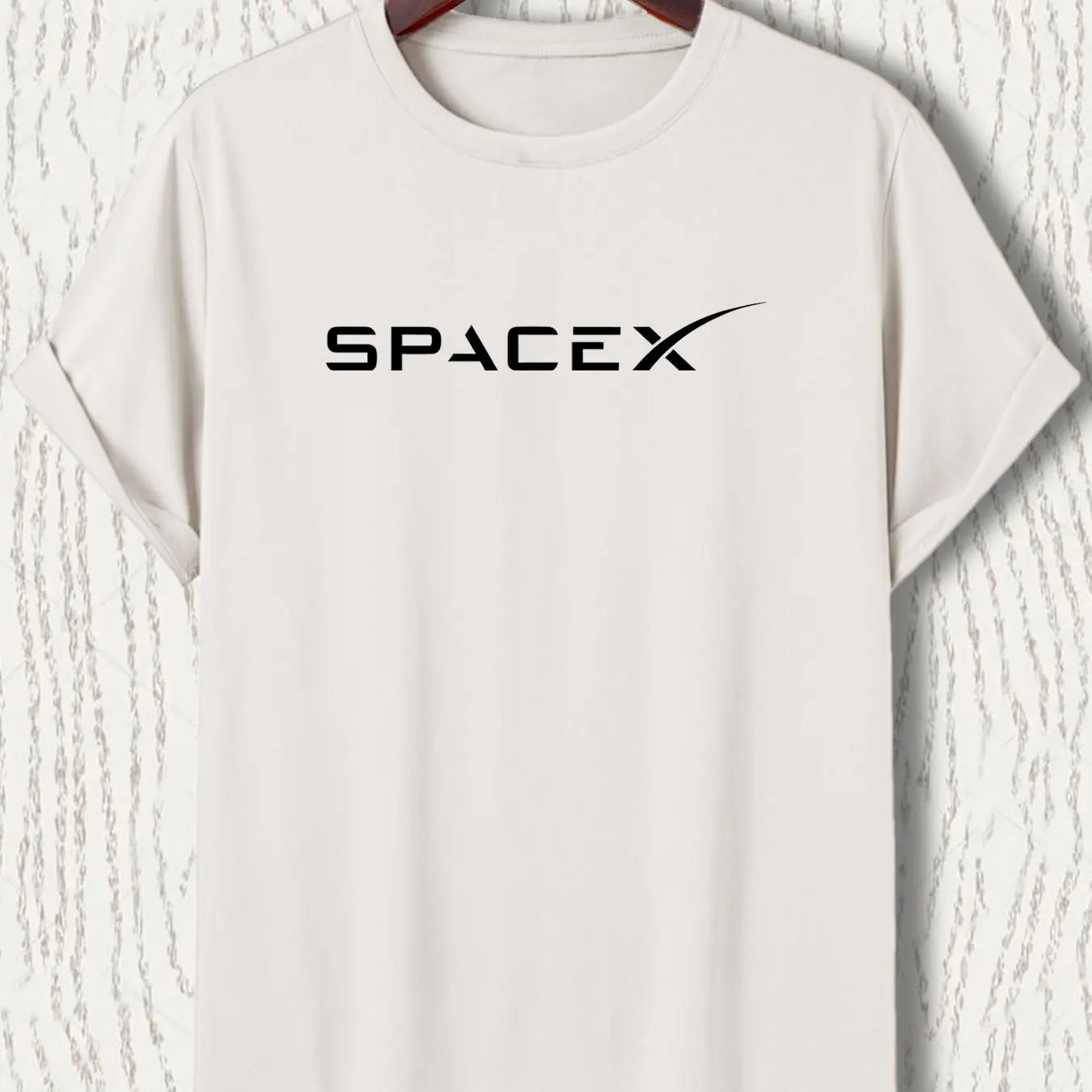 Men's Summer 100 Cotton Fashionable Casual Loose Large Size SPACEX Letter Pattern Printed Round Neck Short Sleeve T-shirt Top
