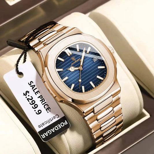 POEDAGAR Man Wristwatch Business Luxury Square Men Quartz Watch