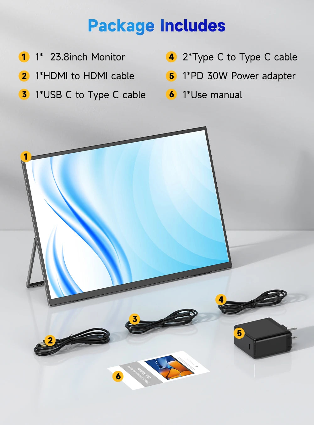 UPERFECT 23.8” 120Hz Portable Gaming Monitor 1080P 100% sRGB Display