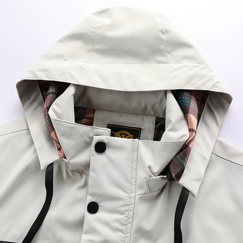 Men's Casual Windbreaker Hooded  Waterproof Outdoor Soft Jacket