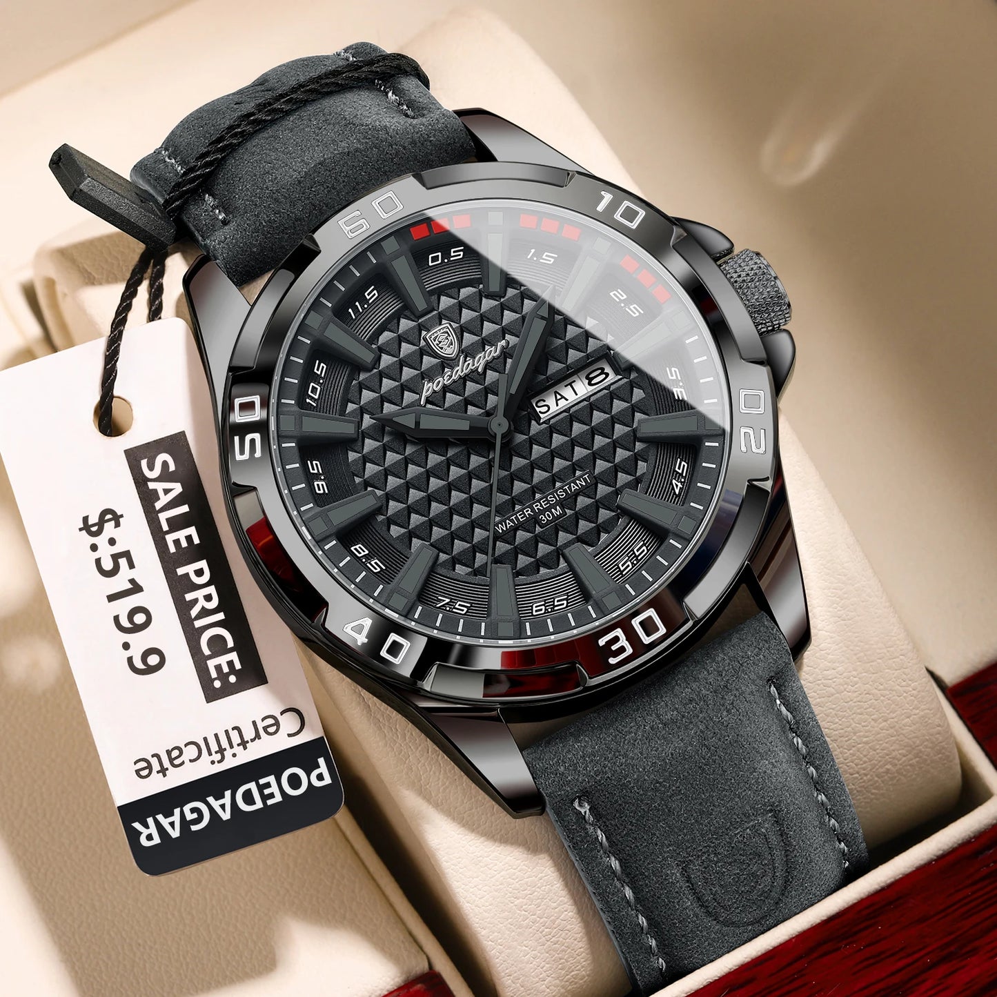 POEDAGAR Original Man Wristwatch Top Luxury Waterproof  Watch For Men