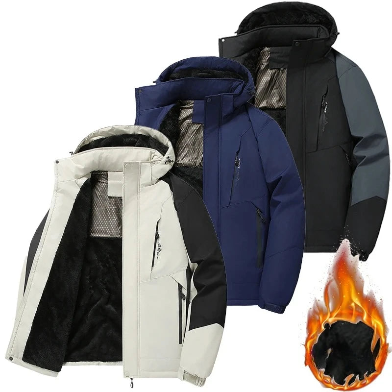 Men Hooded Graphene Windbreaker Waterproof Warm Fleece  Thermal winter jacket
