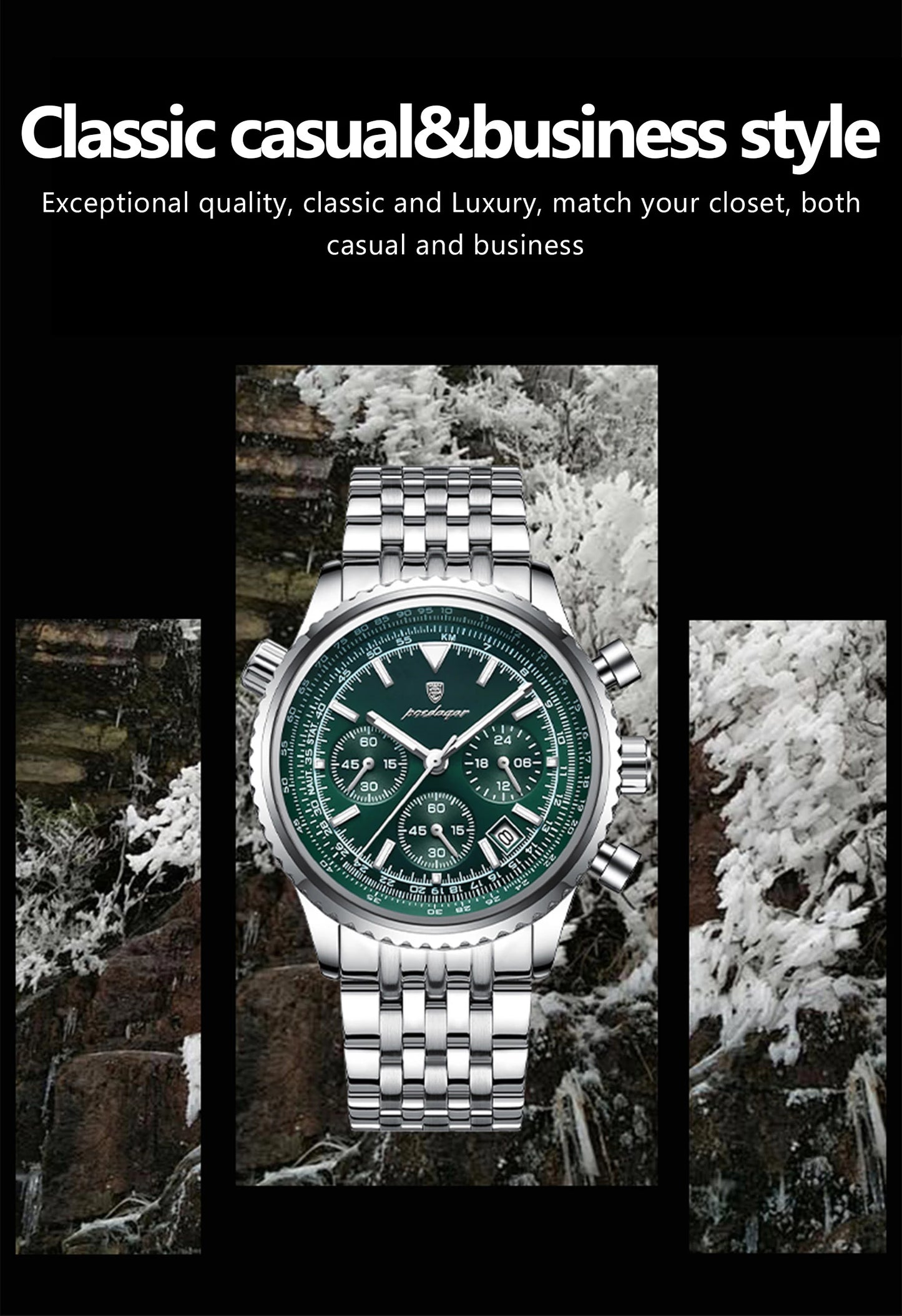 POEDAGAR Luxury  Men Watch Waterproof Luminous Date Chronograph Man Watch