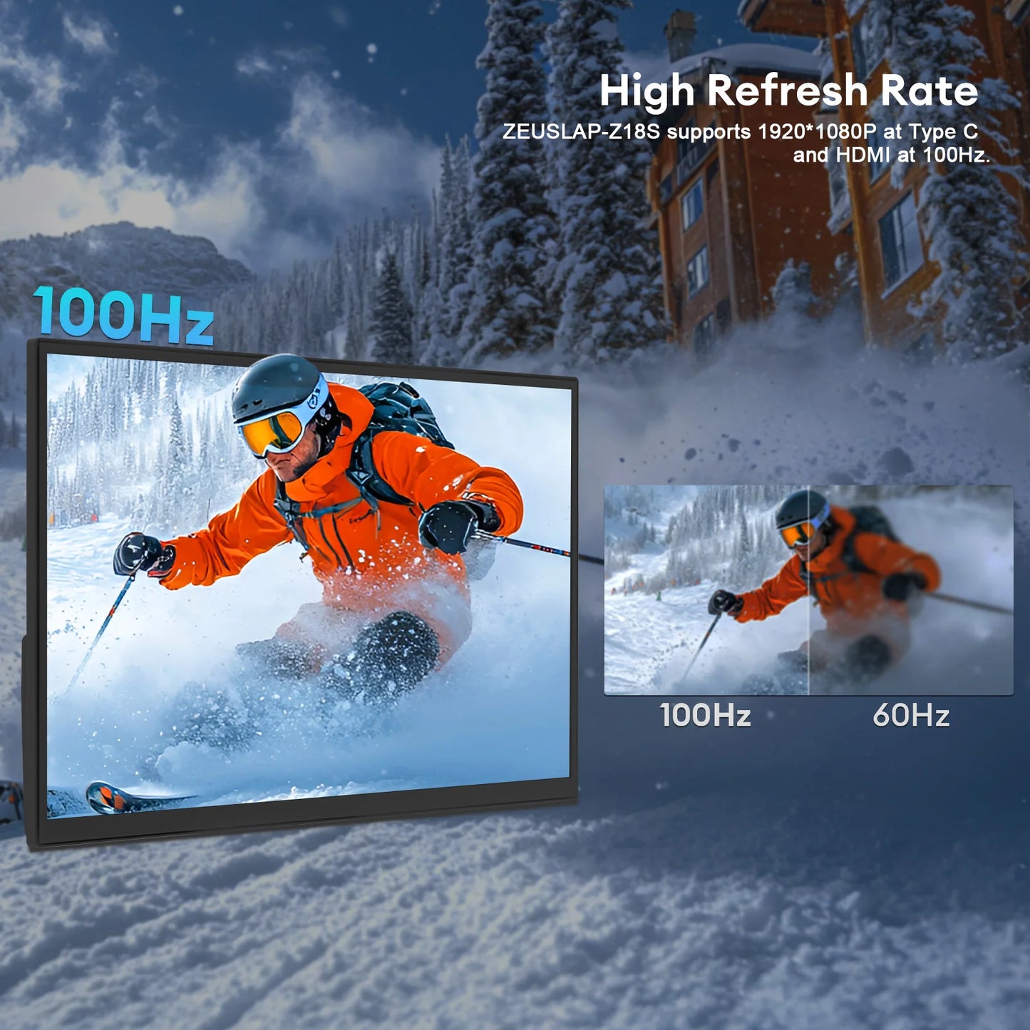 18.5inch 1920*1080P 100Hz HDMI Type C Portable Monitor